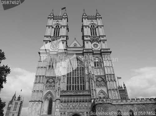 Image of Black and white Westminster Abbey in London
