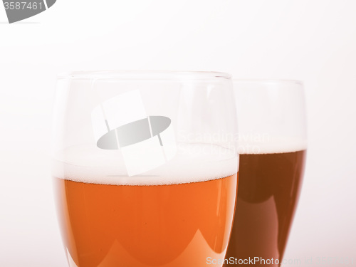 Image of Retro looking Two glasses of German beer