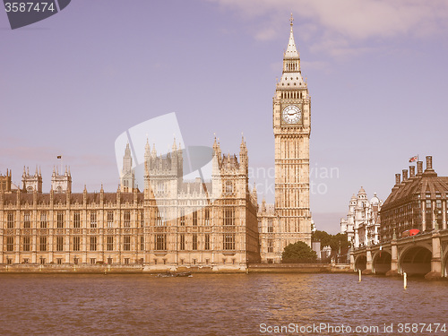 Image of Retro looking Houses of Parliament in London