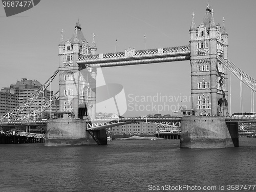 Image of Black and white Tower Bridge in London