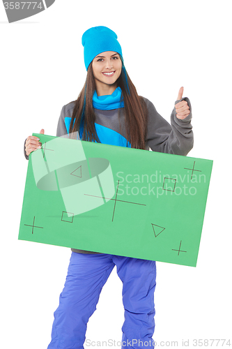 Image of Winter woman with banner