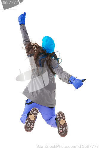 Image of Winter woman jumping