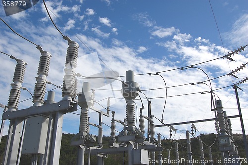 Image of high voltage power plant switchyard