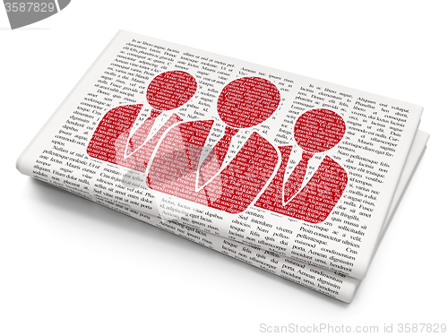 Image of Advertising concept: Business People on Newspaper background