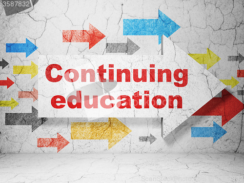 Image of Studying concept: arrow with Continuing Education on grunge wall background