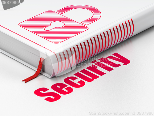 Image of Privacy concept: book Closed Padlock, Security on white background