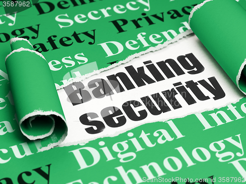 Image of Privacy concept: black text Banking Security under the piece of  torn paper