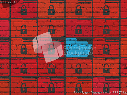 Image of Privacy concept: folder icon on wall background