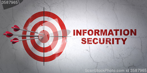 Image of Security concept: target and Information Security on wall background