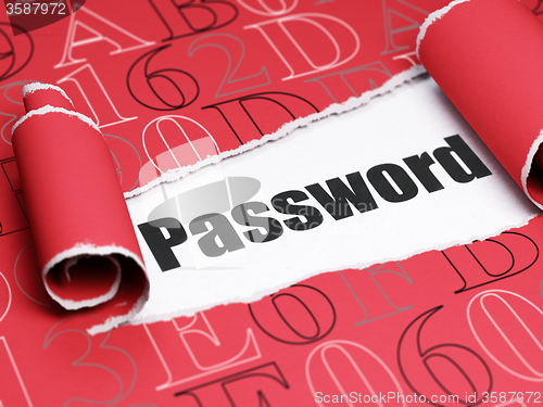 Image of Security concept: black text Password under the piece of  torn paper