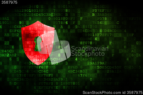 Image of Security concept: Shield With Keyhole on digital background
