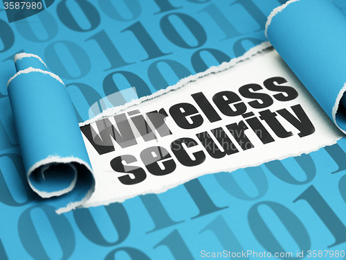 Image of Privacy concept: black text Wireless Security under the piece of  torn paper