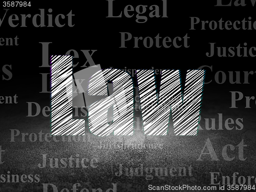 Image of Law concept: Law in grunge dark room