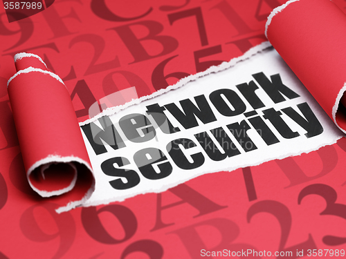 Image of Safety concept: black text Network Security under the piece of  torn paper