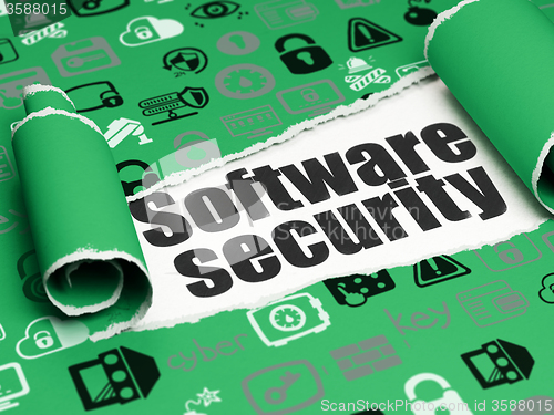 Image of Safety concept: black text Software Security under the piece of  torn paper