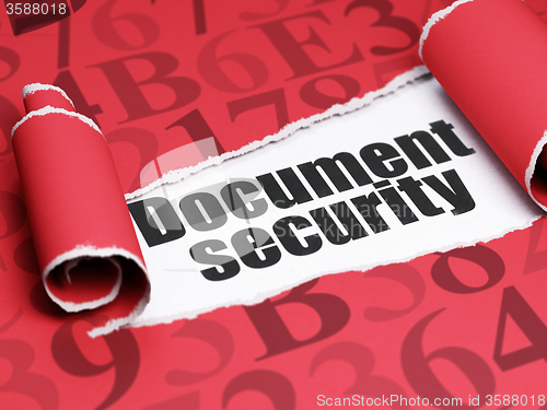 Image of Protection concept: black text Document Security under the piece of  torn paper