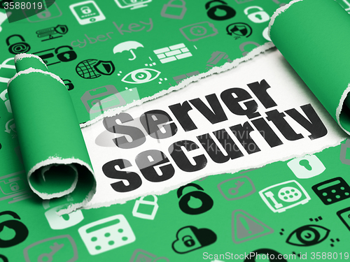 Image of Security concept: black text Server Security under the piece of  torn paper
