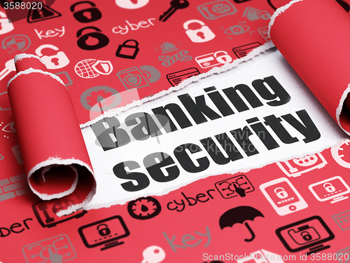 Image of Privacy concept: black text Banking Security under the piece of  torn paper