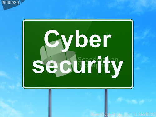 Image of Privacy concept: Cyber Security on road sign background