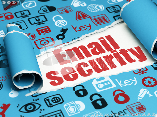 Image of Protection concept: red text Email Security under the piece of  torn paper