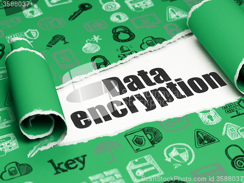 Image of Safety concept: black text Data Encryption under the piece of  torn paper