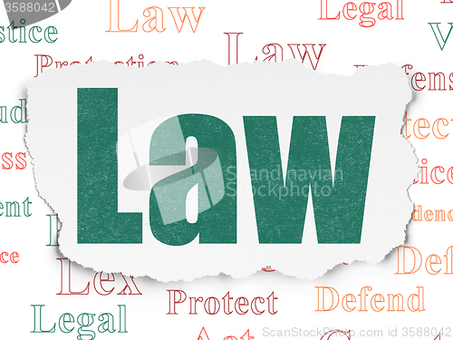 Image of Law concept: Law on Torn Paper background