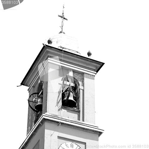 Image of ancien clock tower in italy europe old  stone and bell