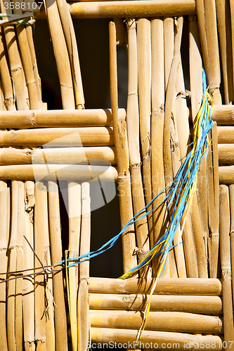 Image of texture bamboo in morocco africa blue closeup