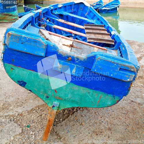 Image of   boat and sea in africa morocco old castle brown brick  sky