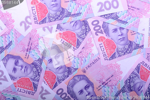 Image of european money, ukrainian hryvnia close up