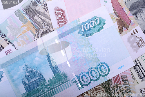 Image of Dollars, euros, russian roubles - Money of the world