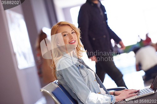 Image of student girl with laptop computer