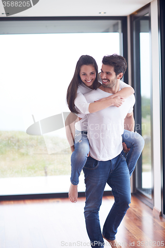 Image of happy young romantic couple have fun and  relax at home