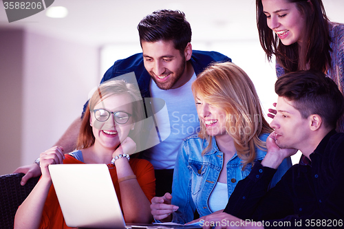 Image of students group working on school  project  together