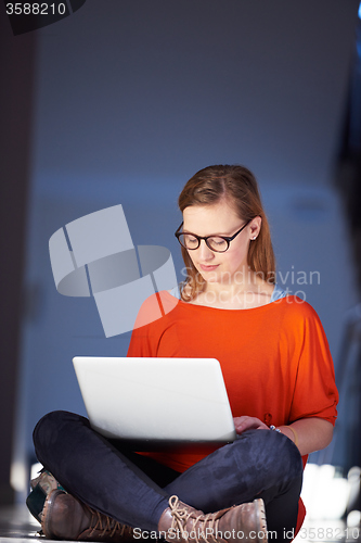 Image of student girl with laptop computer