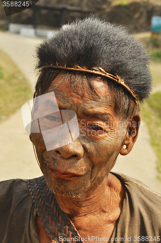 Image of Old mans face in Nagaland, India