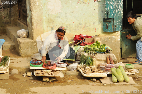 Image of Woman selling on street in Nagaland