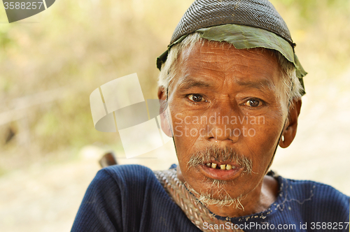 Image of Old mans face in Nagaland, India