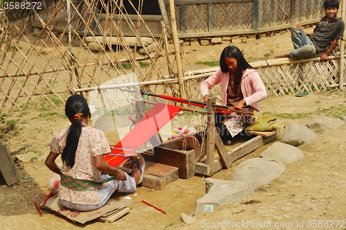 Image of Young women producing textile in Nagaland, India