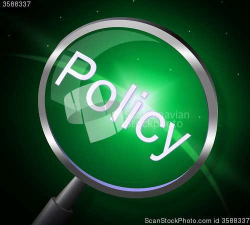 Image of Policy Magnifier Shows Contract Rules And Legal