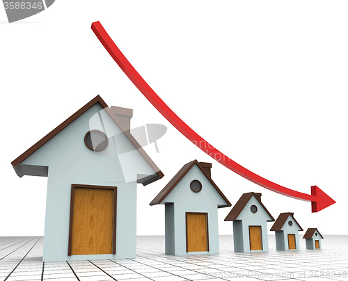 Image of House Prices Decreasing Shows Real Estate Agent And Buildings