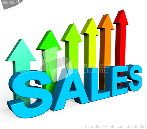 Image of Sales Increasing Indicates Progress Report And Data