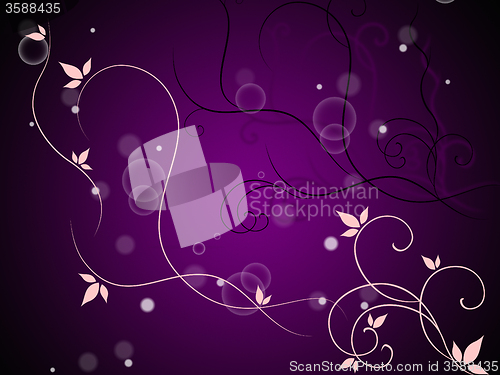 Image of Floral And Bubbles Background Means Decorative Stem And Leaves \r