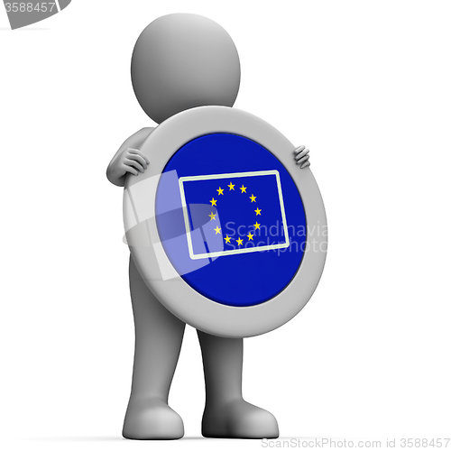 Image of Euro Flag Means European Union And Advertisement