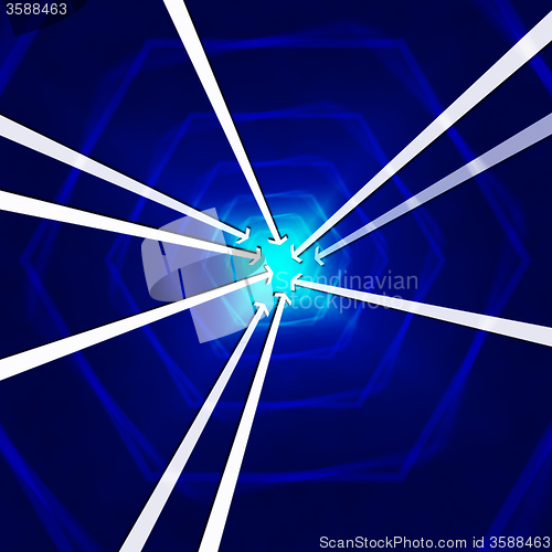 Image of Blue Hexagons Background Shows Arrows Pointing And Direction\r