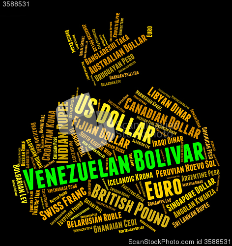 Image of Venezuelan Bolivar Means Foreign Currency And Bolivars