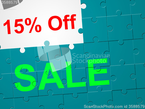 Image of Fifteen Percent Off Indicates Cheap Merchandise And Save