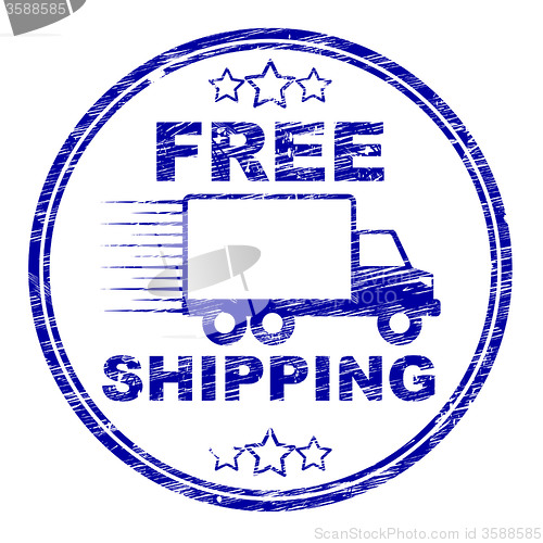 Image of Free Shipping Stamp Represents For Nothing And Complimentary