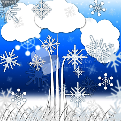 Image of Tree Background Means Branches Leaves And Snowflakes\r