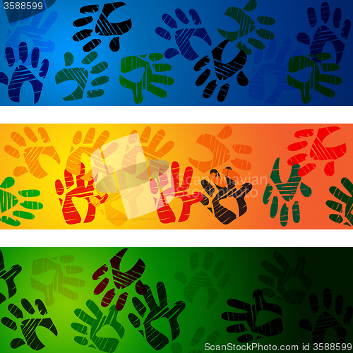 Image of Hands Handprints Indicates Design Drawing And Abstract